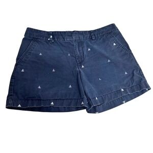 Tommy Hilfiger Chino Shorts Womens 8 Navy Blue Sailboat Embroidered Nautical‎
